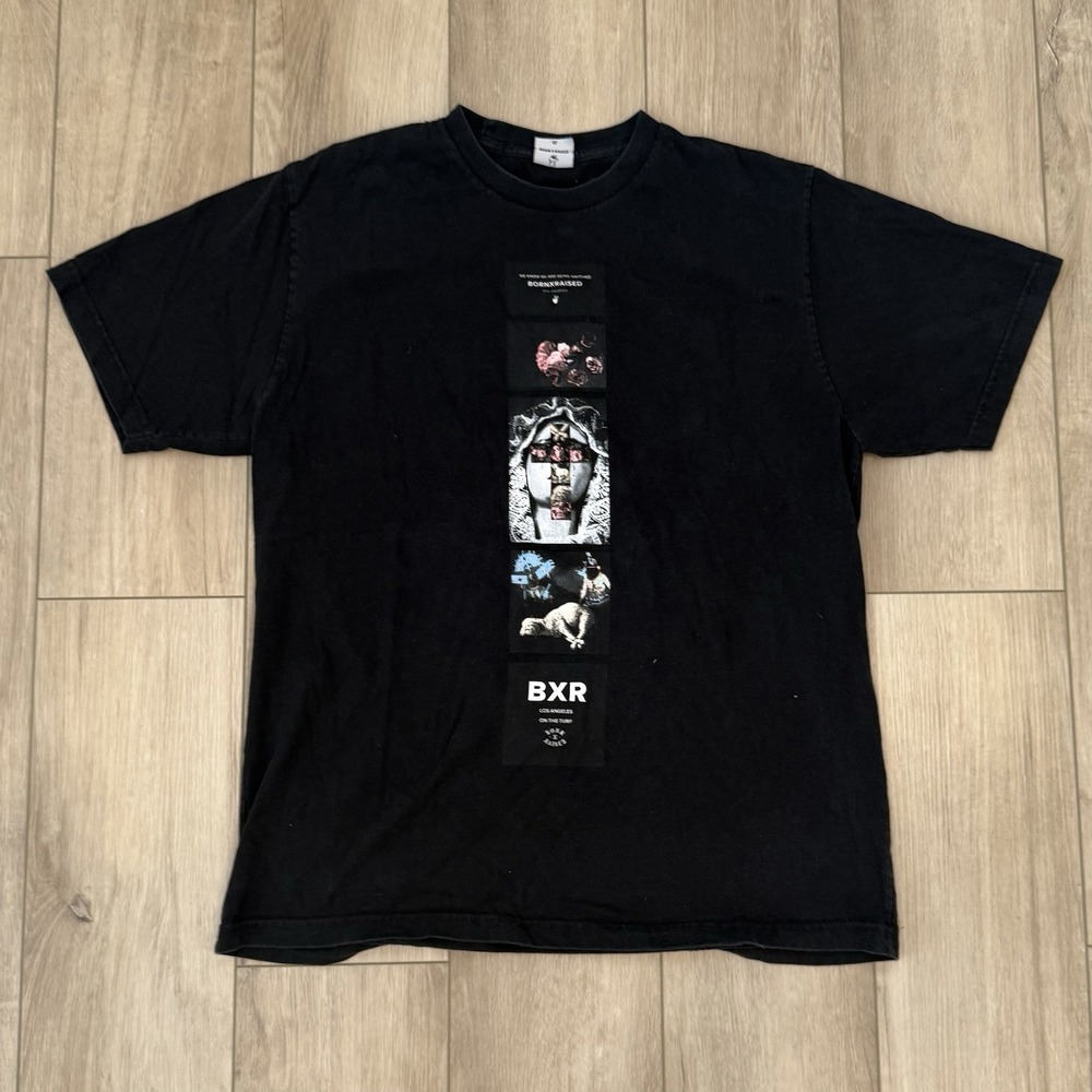 Born X Raised Los Angeles Black T-Shirt Short Sleeved Graphic Streetwear Tee XL